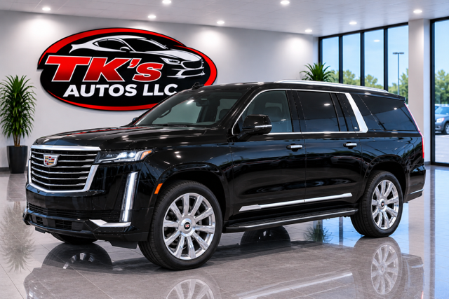 Black Cadillac Escalade ESV on the lot